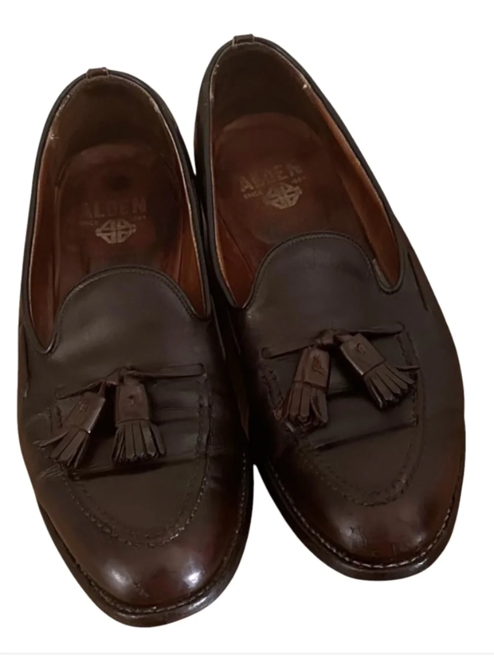 Rare Vtg Alden Penny Loafers Shoes Mens Sz 10 A/C Brown Cordovan Leather Tassel